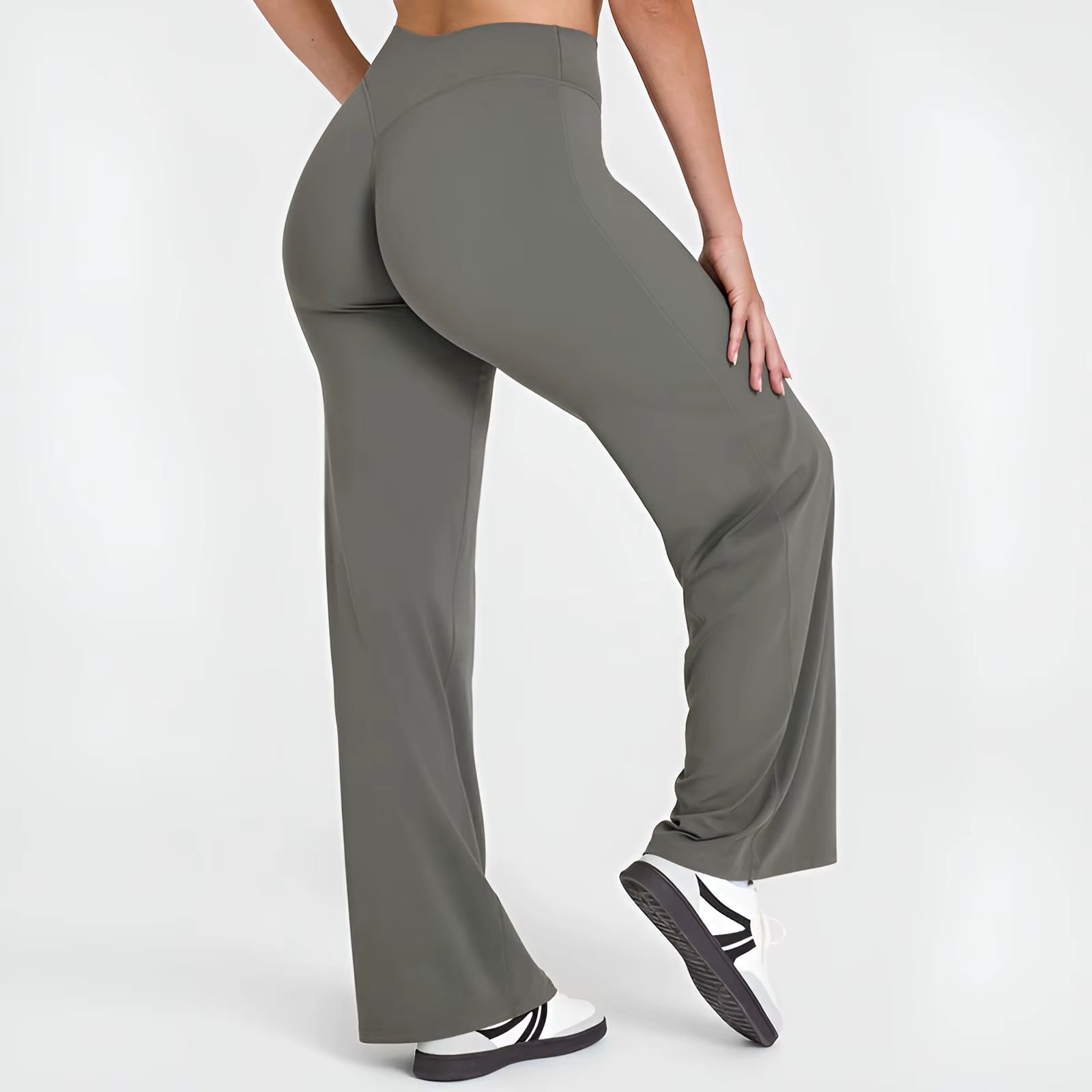 Straight-Leg Pants Ultra Soft Butter Fabric Women'S Mid-Waist Yoga Pants GYM Naked Feel Pilates Running Sport Trousers