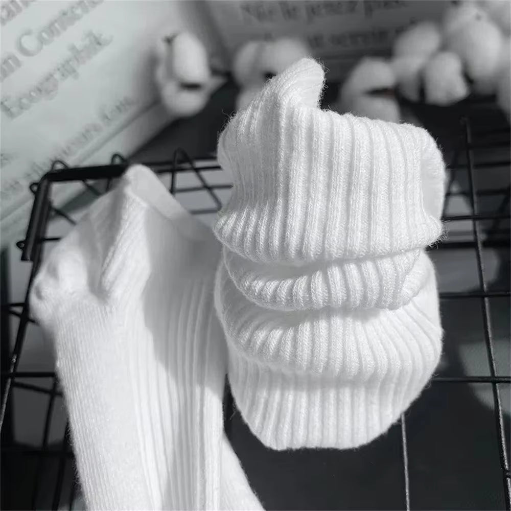 5 Pairs/Pack Ankle Socks Women 100% Cotton Invisible Sweat-Absorbing Girls Low Tube Boat Socks EU 36-42 White Socks