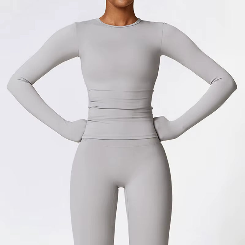 Long Sleeve Workout Top Gym Pilates Clothes Women Active Wear Sports Shirt Elastic Fitness Yoga Clothing Running Shirts