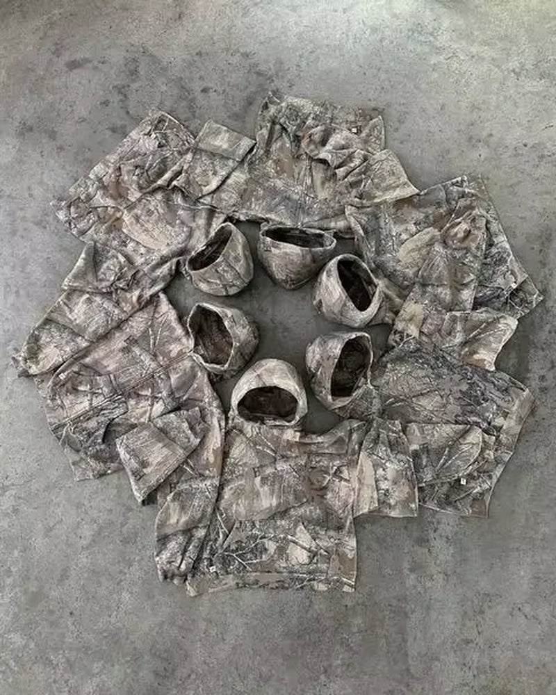 Streetwear Zip Hoodie Y2K Clothes Men Women Harajuku Gothic Retro Camo Graphic Oversized Hoodie Sweatshirt Fashion Casual Tops