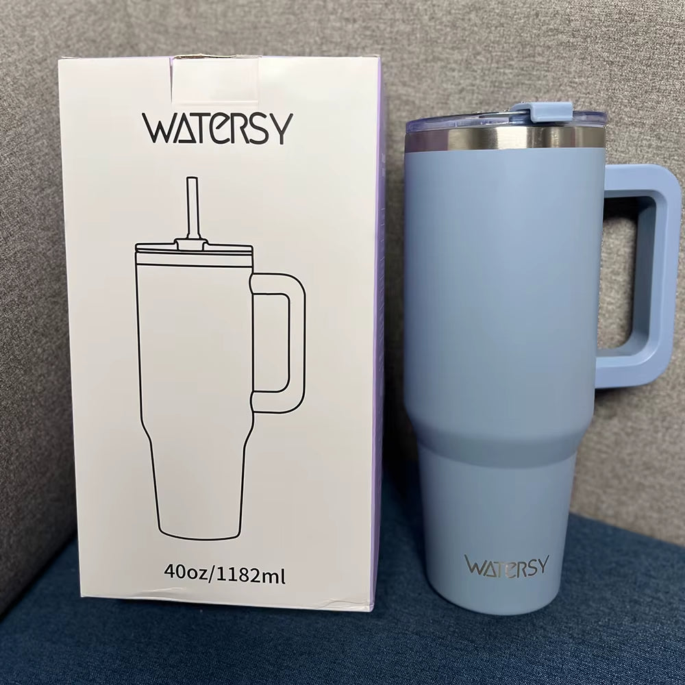 891/1182Ml Insulated Mug with Handle and Straw Large Capacity 40Oz Tumbler Stainless Steel Water Bottle Office Home Thermal Mug