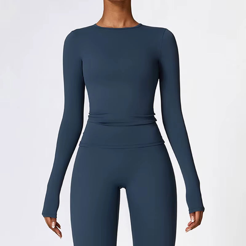 Long Sleeve Workout Top Gym Pilates Clothes Women Active Wear Sports Shirt Elastic Fitness Yoga Clothing Running Shirts